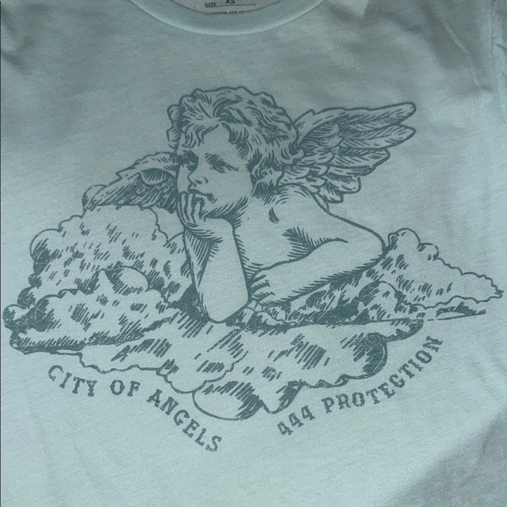 Angel Graphic Tee in Light Blue